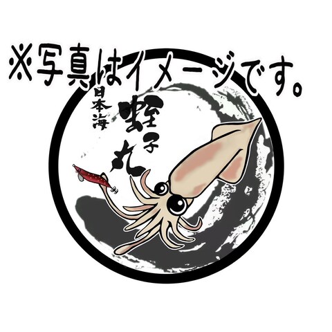 剣先イカ付きロゴステッカー