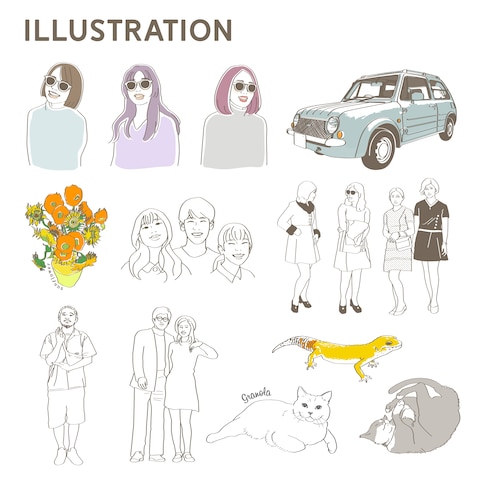 似顔絵・アイコン・線画イラスト作例
