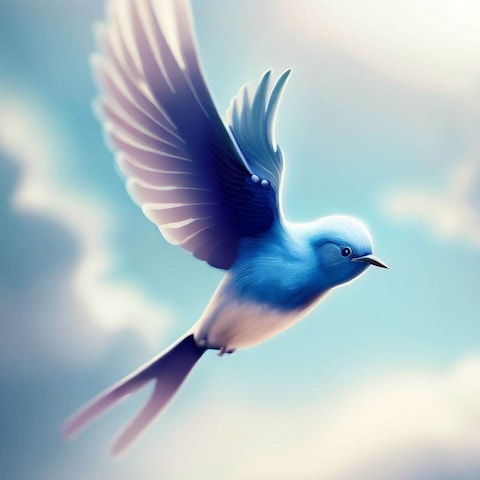 空を飛ぶ幸せの青い鳥