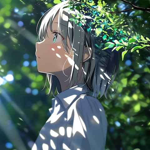 木漏れ日の少女｜AIイラスト作品