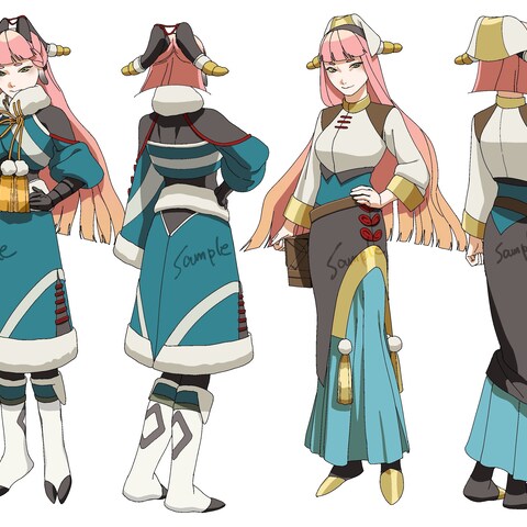 アニメ作画風ニ面図・キャラクターデザインイラスト