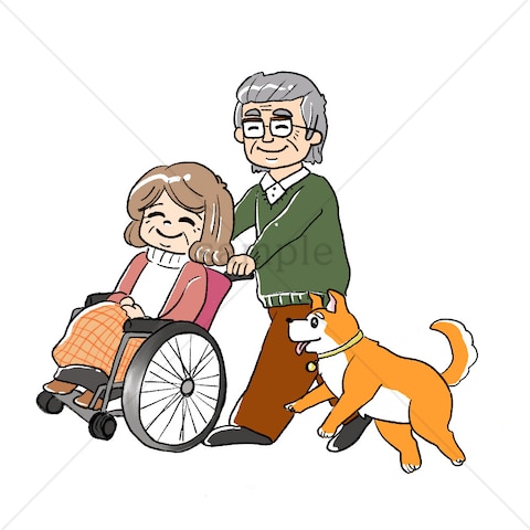 車椅子の夫婦