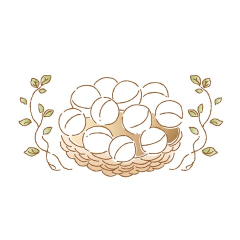 かごに盛られたバスボールのイラスト