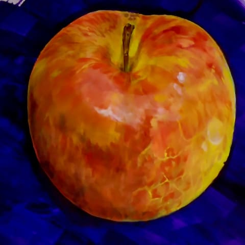 アクリル絵の具によるりんごの絵