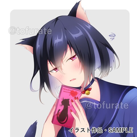 バレンタインの擬人化黒ねこ