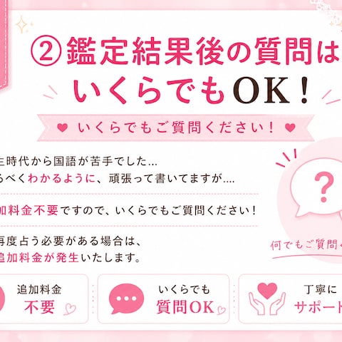鑑定結果に対する質問はとことんOK！