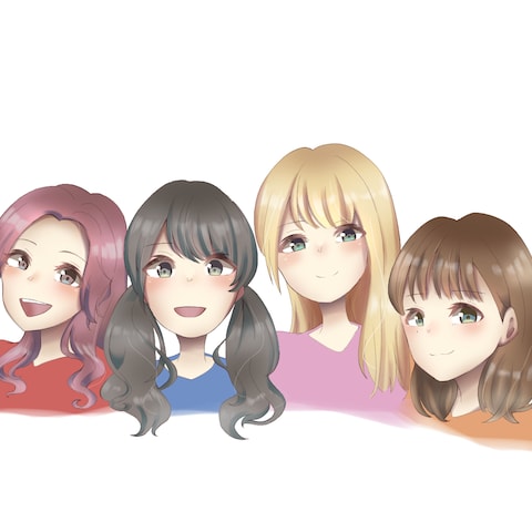 アイドルグループの似顔絵