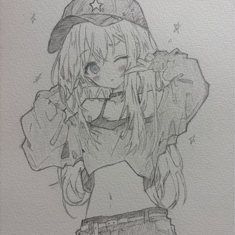 ストリート系ファッションの女の子のイラスト