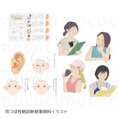 耳つぼ性格診断結果用のカットイラスト