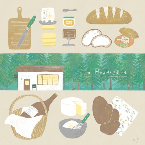森の中のパン屋さんのイラスト