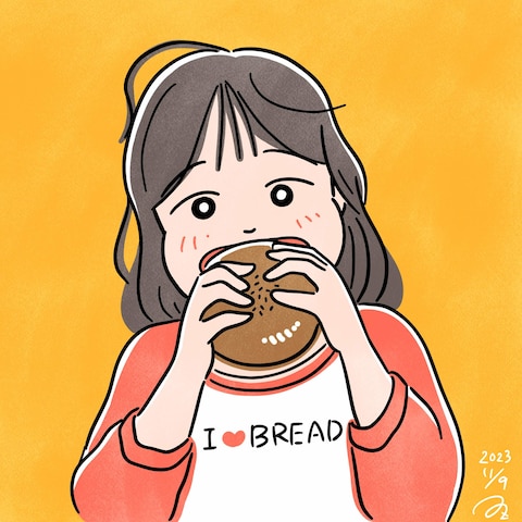パンを食べる