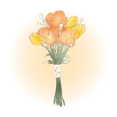 水彩風 ブーケのカットイラスト