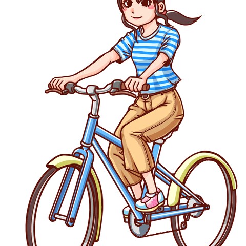 女性のイラスト（自転車）
