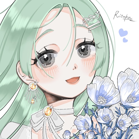 花束をかかえる少女
