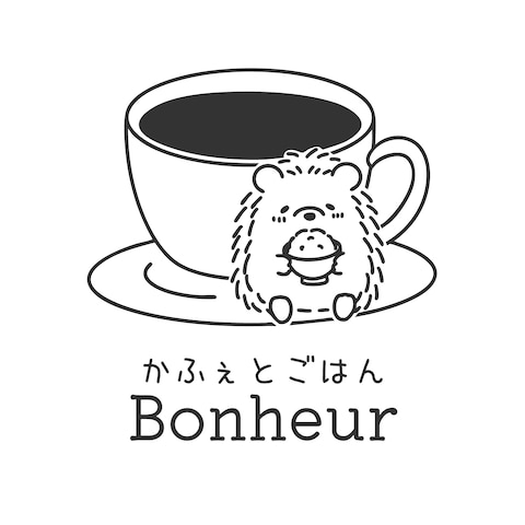 カフェのロゴマークデザイン(ハリネズミとコーヒー)