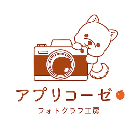 写真屋さんのロゴマークデザイン(柴犬とカメラ)