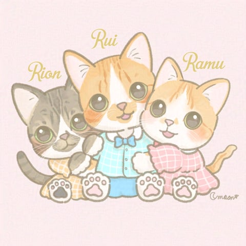 ペットイラスト 猫3匹