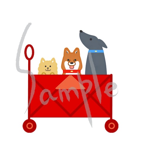 カートに乗った犬