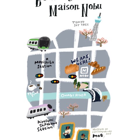 都内ブーランジェリーの地図のイラスト