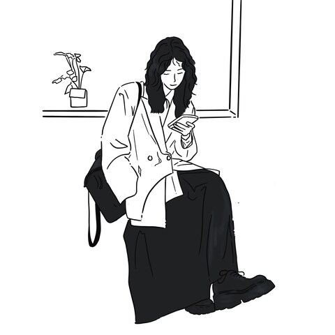韓国風線画イラスト
