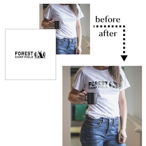 オリジナルロゴとTシャツの合成画像例