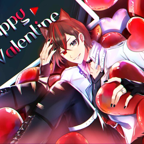 Vtuber紅月エミル様バレンタイン2024イラスト