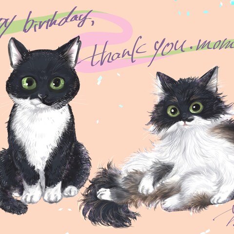 うちのこ（猫）の似顔絵の作成