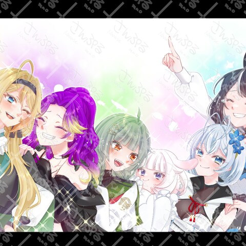 複数人イラストの作画サンプル