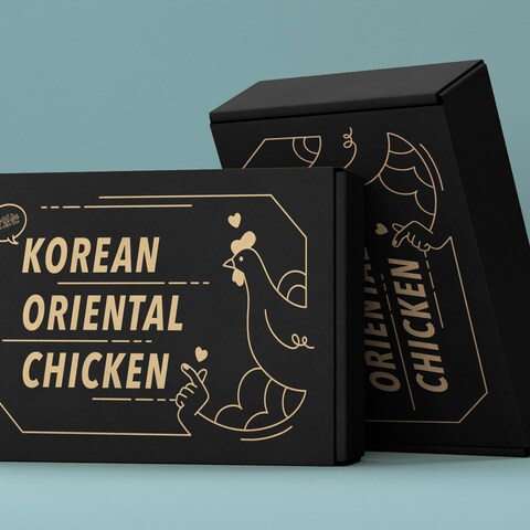 韓国チキンデリバリーボックスのデザイン