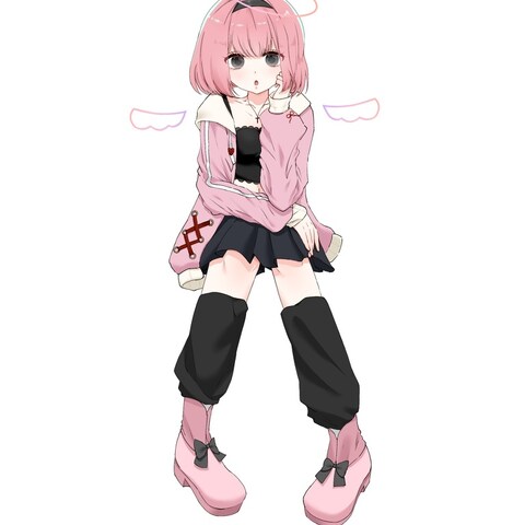 サブカルY2K風なピンク髪の女の子