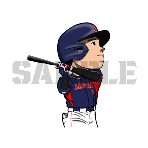 メジャーリーガーのデフォルメイラスト