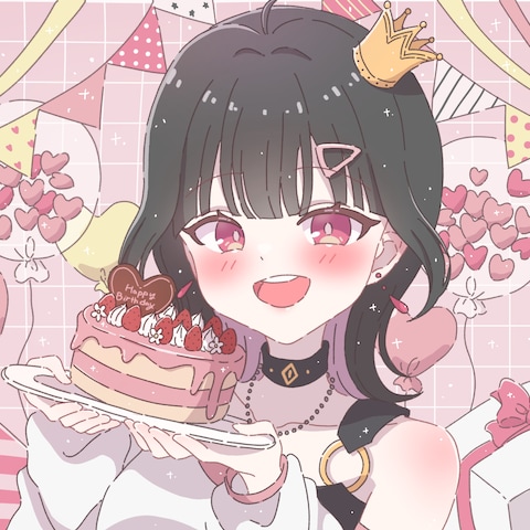お誕生日イラスト   胸まで＋おまかせ背景