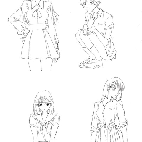 デジタル_線画_女子高生