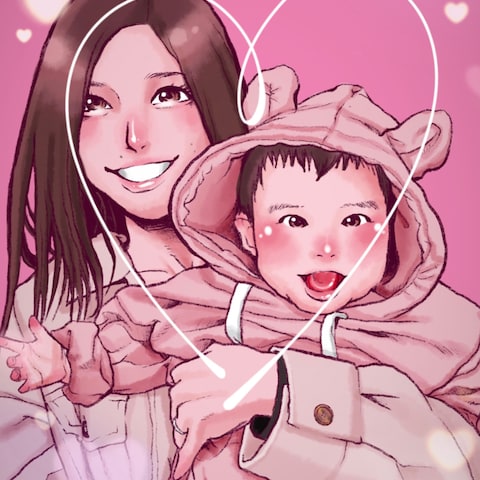 親子の似顔絵アイコン