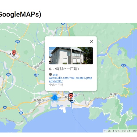 GoogleMAPに投稿内容を表示した一例