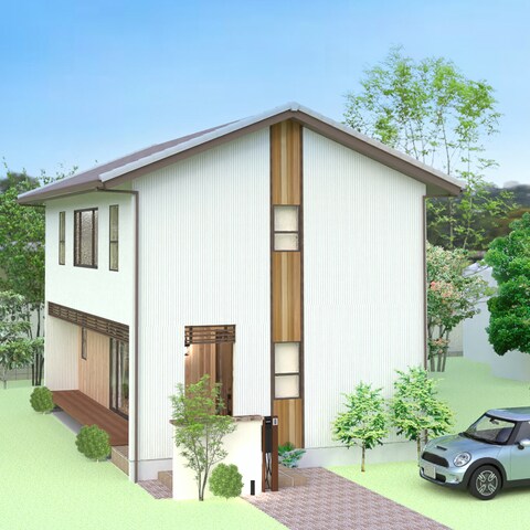 愛猫と暮らす夫婦のために【34坪3LDK】｜外観パース2