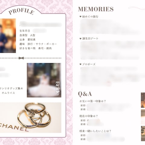 プロフィールブック　プロフィールページ