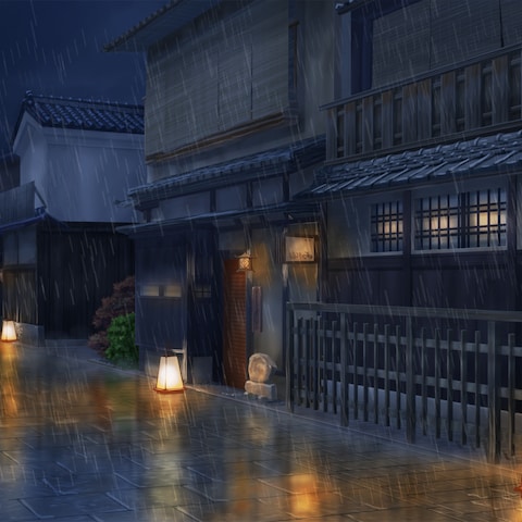 祇園・夜・雨