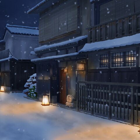 祇園・夜・雪