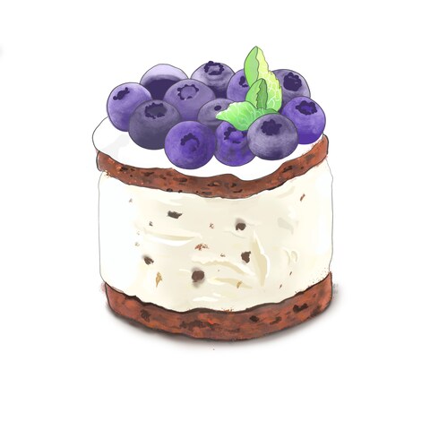 ブルーベリーケーキ(線画ありバージョン)