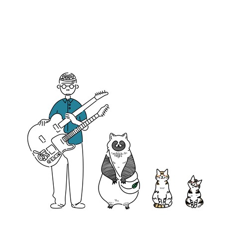アーティスト様の名刺用イラスト。（似顔絵+追加イラスト）