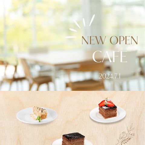 カフェのオープン宣伝