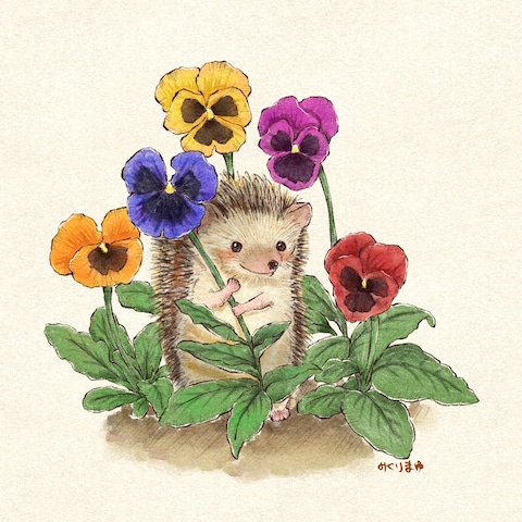 パンジーとハリネズミ