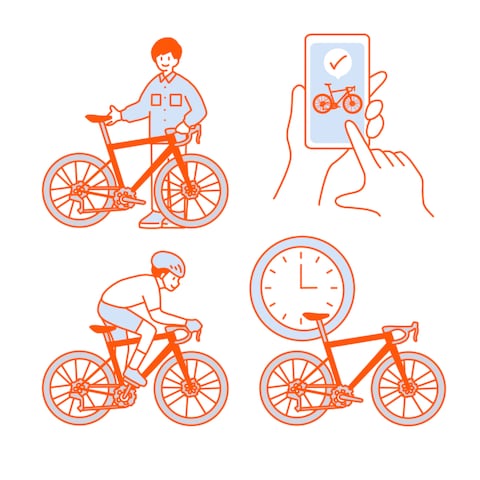 ロードバイクレンタルサービスのWebサイトイラスト