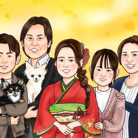 ご家族7名の似顔絵