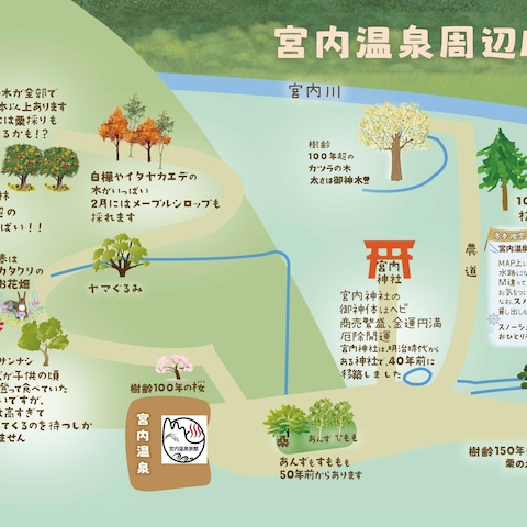 宮内温泉様自然探索のための周辺MAP
