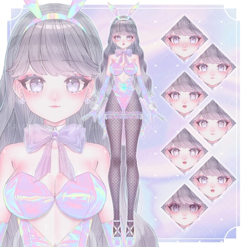 パーツ分けイラスト ホログラムバニーガール