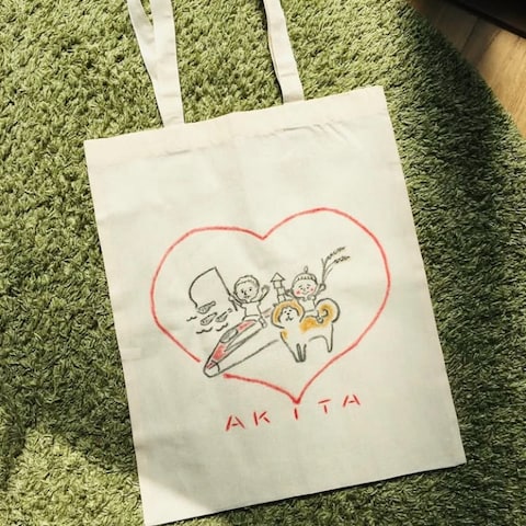 イラスト　トートバッグ　クレヨン