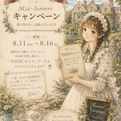 ミッドサマーキャンペーン⭐︎TOEICアドバイスプレゼント！
