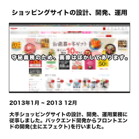 ショッピングサイトの設計、開発、運用
